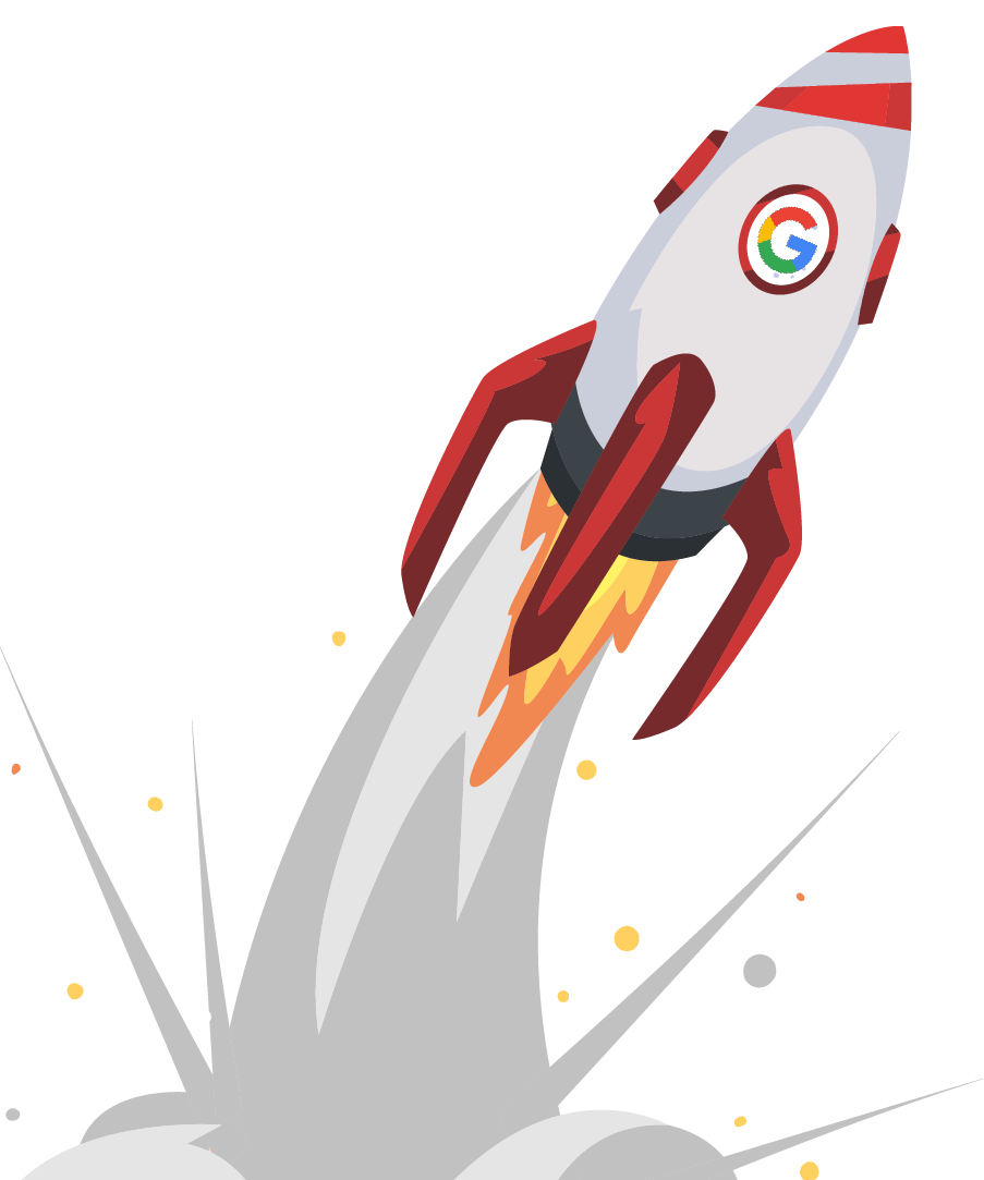Fusée illustrant la progression des résultats Google Ads